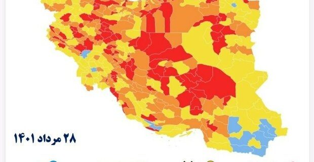 شهرهای قرمز کرونایی دوباره افزایش یافت/ تهران در وضعیت زرد